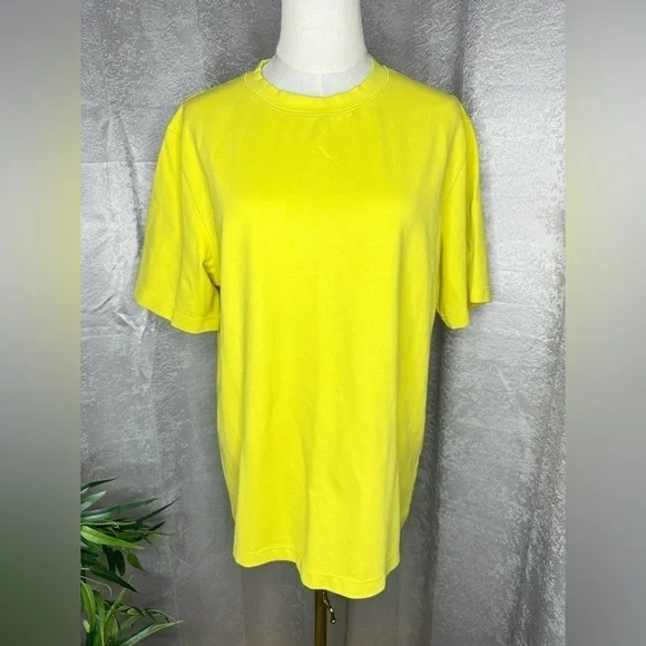 Theory Men’s Crew Neck Short-Sleeve Tee in Stretch Jersey in Cyber Yellow Sz M - Picture 3 of 12